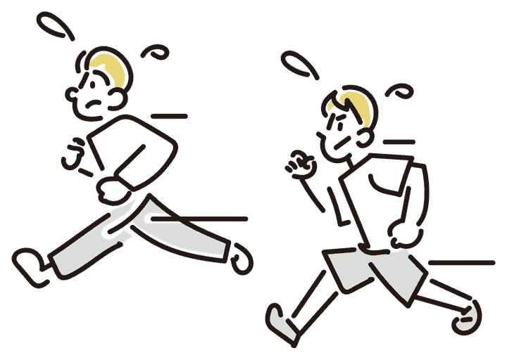 懸命に走る2人のイラスト