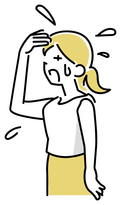 汗をぬぐう女性のイラスト